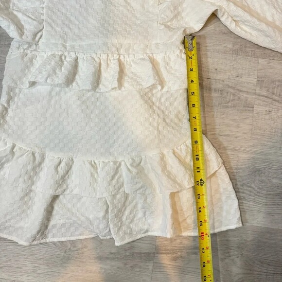 Ruffled White Mini Dress with Puffy Sleeves Size S - Summer Wedding Shower - Picture 16 of 16